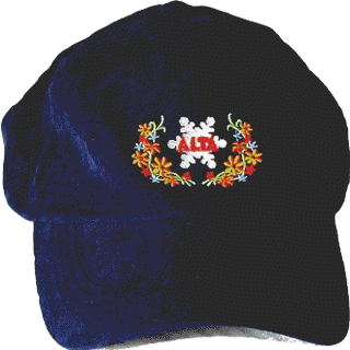 Navy Blue Coolmax Alta Snowflake Cap with Flowers